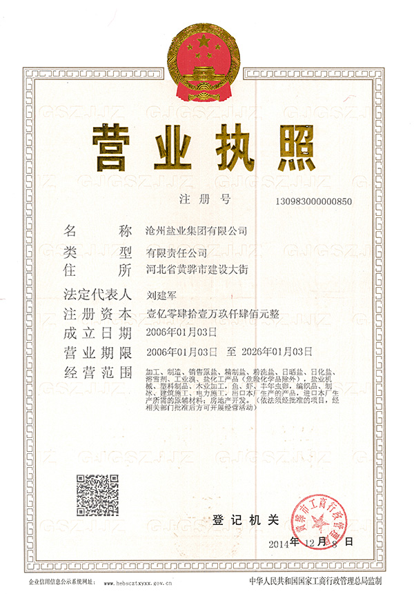 滄鹽集團營業(yè)執(zhí)照